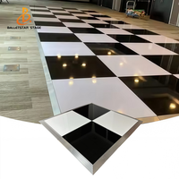 Piste de danse blanche et noire brillante de 3 pieds x 3 pieds pour location d'événements de mariage et de fêtes