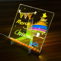 Tablero de Mensajes LED, Tablero de Notas, Panel de Borrado en Seco con Soporte, Tablero de Dibujo Acrílico de Borrado en Seco, Regalo, Adorno Navideño