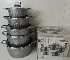 <span class=keywords><strong>Set</strong></span> di 10 <span class=keywords><strong>Pentole</strong></span> Antiaderenti in Alluminio con Coperchi in Vetro, Design Moderno e Semplice, Base Multistrato, Essenziali per la Cucina di Casa - Product Image 6