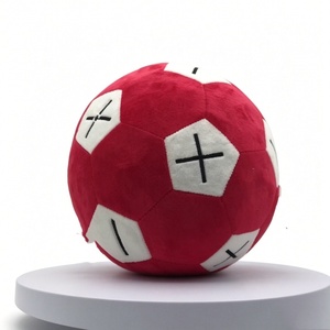Balón de fútbol de peluche rojo personalizado, peluche de fútbol rojo y blanco, juguete de peluche de fútbol de tela suave, pelota de peluche suave para niños - Product Image 1