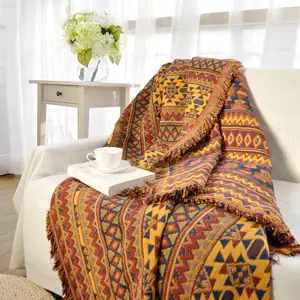 Thick Custom Woven Tapestry Blanket Recycled Cotton Woven Throw Thick Woven Rug Blanket