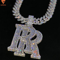 Pendentif Lettre Personnalisé en Argent Sterling 925 avec Moissanite, Pendentifs Hip Hop Iced Out VVS Moissanite Diamant pour Hommes