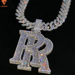 Custom 925 Sterling Silver Moissanite Letter <strong>Pendant</strong> Hip Hop Iced Out VVS Moissanite Diamond <strong>Pendants</strong> for <strong>Mens</strong> - Product Image 3