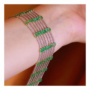 Xinfly - Pulsera de Oro Puro de 18 Quilates con Esmeralda Natural de 1.8 Quilates y Diamante Natural de 0.35 Quilates, Joyería Fina - Product Image 1