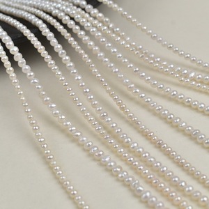 Collier de perles d'eau douce naturelles blanches de 3 à 3,5 mm, semi-finies, pour la fabrication de bijoux faits main, perles en vrac - Product Image 2
