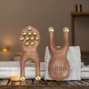 Etiqueta privada Bienestar facial Gua Sha Palo de acupresión de madera natural Herramienta de masaje de latón para cara/cuello/cuerpo Autocuidado DE LA PIEL - Product Image 2