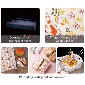 Custom Burgers French Fries Pizza Snack <b>Greaseproof</b> <b>Paper</b> Wrap Food Grade Waterproof Recyclable Sustainable Disposable Wrapping - Product Image 4
