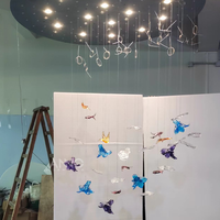 Lustre en verre soufflé à la main avec des fleurs colorées ANNO, luminaire de luxe pour salon