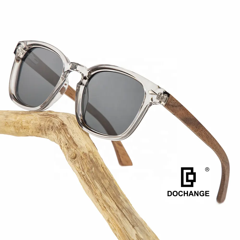 Ot-gafas de sol de madera con montura personalizada, lentes de sol hechas a mano de bambú y plástico polarizadas baratas