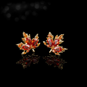 Muyu Maple Leaf Stud Earrings 925 Silver Party Fashion Jewelry - Product Image 2
