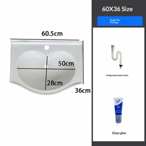 Lavabo Rectangular de 60 cm con Gran Capacidad, Mueble de Baño de Fibra de Carbono, Lavabo y Fregadero de Cerámica - Product Image 6