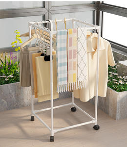 מרובע מתלה בגדים מסתובבים על גלגלים חזק צינור מתכת 16 מ "מ חסכוני אנכיים לשמלות - Product Image 5