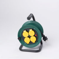 4 prises de contact de mise à la terre robustes 25m 230V support en métal extérieur cordons d'alimentation prises bobine de câble d'extension