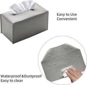 Caja Decorativa Rectangular para Pañuelos, 500 Unidades, de Cuero PU, Organizador para Baño, Coche, Dormitorio, Hotel, Hogar u Oficina, Moderno - Product Image 6