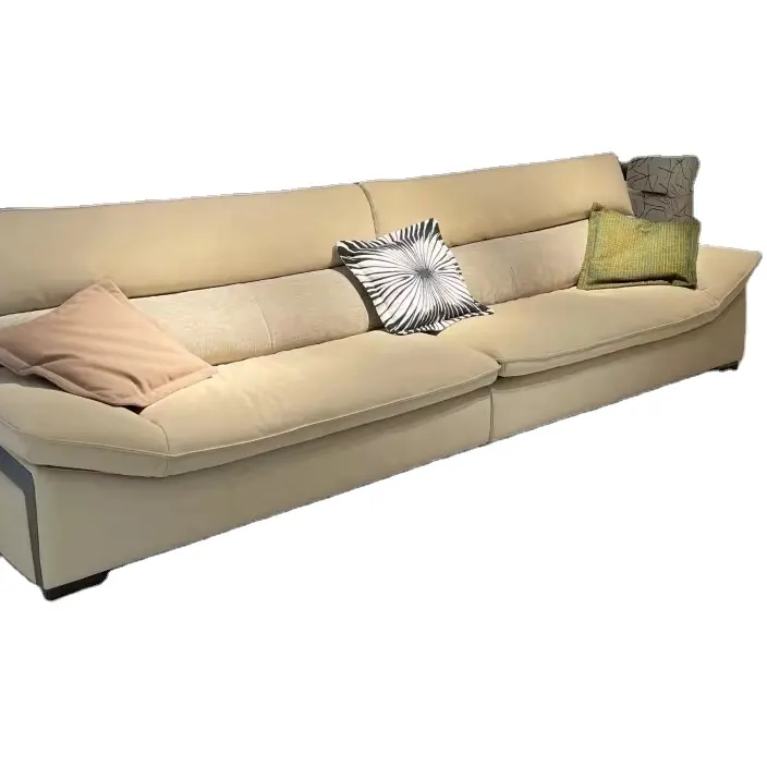 Итальянская минималистская гостиная, прямой тканевый диван, известный интернет парусник, диван из хлопка и льна