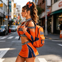 Robe de performance de cheerleading respirante à manches longues en cristal AB de haute qualité, tenue de compétition sur scène, personnalisable