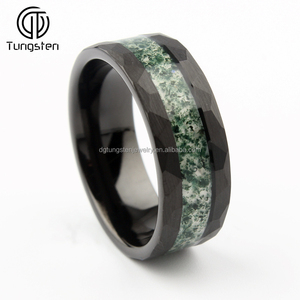 Búa <span class=keywords><strong>tungsten</strong></span> carbide Vòng Rêu Mã Não <span class=keywords><strong>Inlay</strong></span> hợp thời trang màu đen của người đàn ông đám cưới ban nhạc thoải mái phù hợp với - Product Image 3