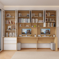 Ensemble de bureau double moderne avec armoire murale de rangement et étagère pour chambre d'enfant, mobilier de bureau à domicile