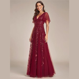 Prix d'usine <span class=keywords><strong>pas</strong></span> <span class=keywords><strong>cher</strong></span> perle paillettes brodées couleur <span class=keywords><strong>robe</strong></span> de soirée de mariage <span class=keywords><strong>mère</strong></span> de la <span class=keywords><strong>mariée</strong></span> robes <span class=keywords><strong>pour</strong></span> les femmes mariage - Product Image 6