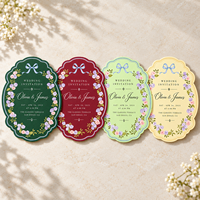 Cartes d'invitation de mariage découpées avec bords incurvés, invitations de mariage imprimées avec des motifs floraux et des nœuds en aquarelle, cartes de mariage pour événements de mariage