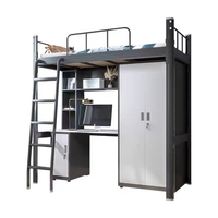 Lit superposé robuste en acier avec bureau d'ordinateur et étagère pour usage domestique ou de bureau