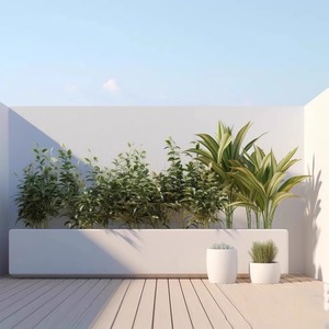 Jardinière en acier de <span class=keywords><strong>grande</strong></span> taille personnalisée K75, pot de fleurs et bac à plantes, métal blanc rectangulaire, jardinière d'extérieur - Product Image 4