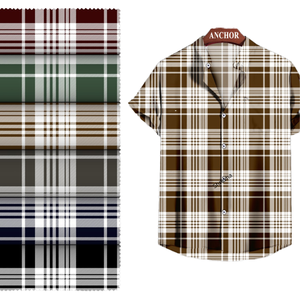 2025 última camisa de franela teñida de hilo para hombre tela a cuadros 100% tela tejida de algodón camisas de cuadros de franela para hombre - Product Image 1