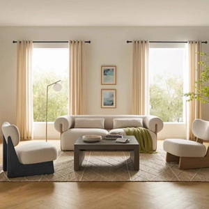 Sofá de una sola tela de estilo Wabi-Sabi moderno, silla de madera maciza, Normcore escandinavo para balcón, recepción de ocio, sala de estar - Product Image 3