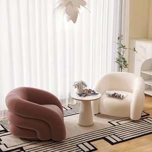Poltrona da salotto in stile nordico di lusso in stile moderno, piccola sedia in stile orsacchiotto, con rivestimento in tessuto di velluto, per salotti alberghieri - Product Image 2