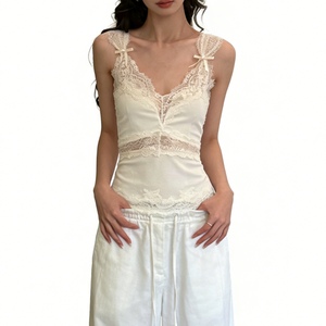 Camisola de Satén con Encaje y Lazo para Mujer, Top Corto, Elegante y Romántico - Product Image 5