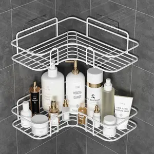 KINGWISE banyo mutfak yumruk köşe çerçeve duş rafı şampuan depolama raf tutucu vantuz banyo aksesuarları