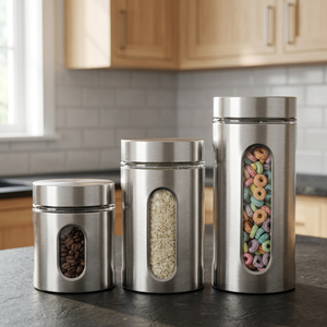 Recipientes de Almacenamiento de Alimentos de Acero Inoxidable, Herméticos, Redondos, Diseño Minimalista para Uso en la Cocina - Product Image 5