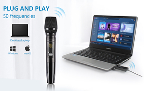 Portable Cardioid Dynamic <b>Microphone</b> UHF Handheld USB <b>Wireless</b> for Karaoke Podcasting Made Metal for Computer Recording Singing - Product Image 2