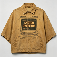 Ensemble de vestes vintage OEM en gros avec système de lavage et effet glitch, impression DTG Kornit, streetwear, fournisseur de premier plan, Y2K Cyber Grunge