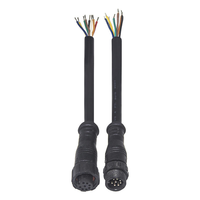 Connecteur étanche M12 2-8 broches avec câble, assemblage IP67, fiche mâle/femelle, faisceau de câbles en cuivre pour éclairage LED extérieur et alimentation