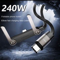 Câble de charge en nylon et cuivre pur ST-105 2-en-1 avec support invisible et support multi-angle réglable, charge rapide 240W Type-C pour iPhone