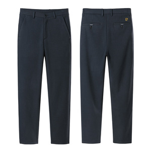 Pantalones Casuales <span class=keywords><strong>de</strong></span> <span class=keywords><strong>Hombre</strong></span> para Otoño y Primavera, Corte Recto, Frente Plano, Color Sólido Clásico, Pantalones <span class=keywords><strong>de</strong></span> <span class=keywords><strong>Vestir</strong></span> Cómodos <span class=keywords><strong>de</strong></span> Primera Calidad - Product Image 5