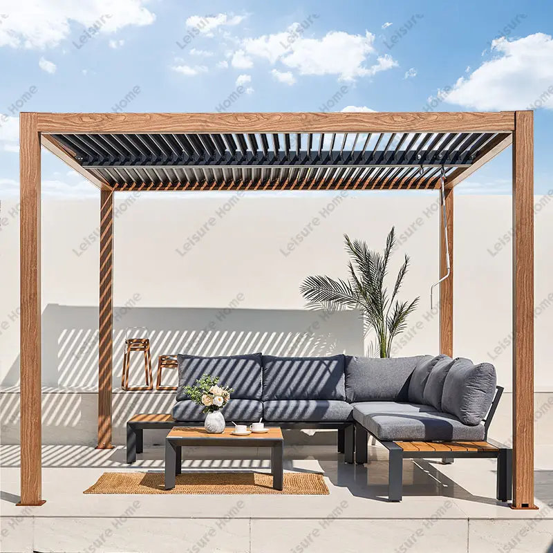 Pérgola de techo de 3x3M, parasol exterior, pérgola para Patio, Gazebo de aluminio para exteriores, Gazebo de lujo para patio trasero a la venta