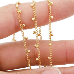 Cadena de acero inoxidable con cuentas en forma de bola dorada de 1 metro de longitud para la fabricación de joyas, collares de moda, diseño unisex. - Product Image 3