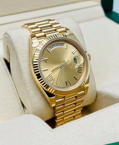 Montre de luxe pour homme avec calendrier en or, de qualité supérieure, ronde et élégante, mouvement mécanique chinois. - Product Image 2