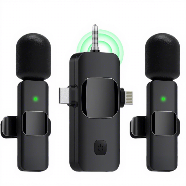 K15 Wireless Collar Clip Microphone for 60Hz-15KHz Frequency Response 100dB SNR for Mobile Phone Live Outdoor Shooting