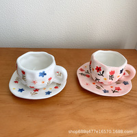 Classique sous glaçure peint à la main porcelaine petit déjeuner lait tasse bleu ciel blanc nuage 250ml tasse à café ensemble usage domestique