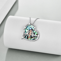 Fine Jewelry Collier pendentif coeur gravé en argent sterling 925 avec coquille d'ormeau trois soeurs