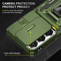 Coque de protection antichoc pour téléphone avec protection coulissante pour l'objectif et anneau rotatif pour Samsung Galaxy S23 Ultra
