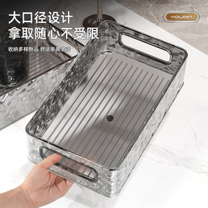 Transparent Glacier Pattern Storage <b>Box</b> Rectangular Plastic Desktop Organizer For <b>Makeup</b> And Living Room Use - Product Image 3