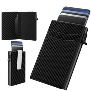 Boshiho Customized Pop-up <b>Wallet</b> for Women and Men <b>RFID</b> <b>Blocking</b> PU Leather Carbon Fiber <b>Wallet</b> with Money Clip Card Holder - Product Image 1