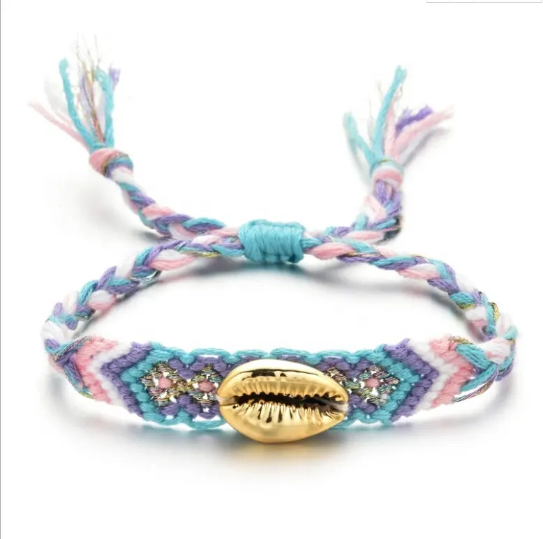 Boho colorido cuerda trenzada de Cham cadena pulsera de cadena de cuerda pulseras para mujer niña playa brazalete pulsera regalo de la joyería