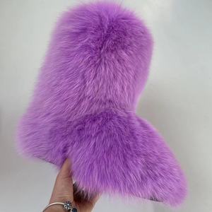 Girls Fluffy Fox Fur Boots <strong>Winter</strong> Woman Plush <strong>Warm</strong> Snow <strong>Bootas</strong> Luxury Footwear Furry Fur Boots - Product Image 2