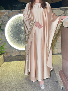 LEDUO Luxury Tassel Sleeve Muslim Maxi Dress Islamic Dubai <b>Kaftan</b> for Eid Satin Abaya dress - Product Image 2