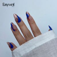 Easywell Nouveau Design 30pcs Pointes de gel souple Autocollant pour ongles à l'amande personnalisé Presse sur ongles de luxe de marque privée Vente en gros